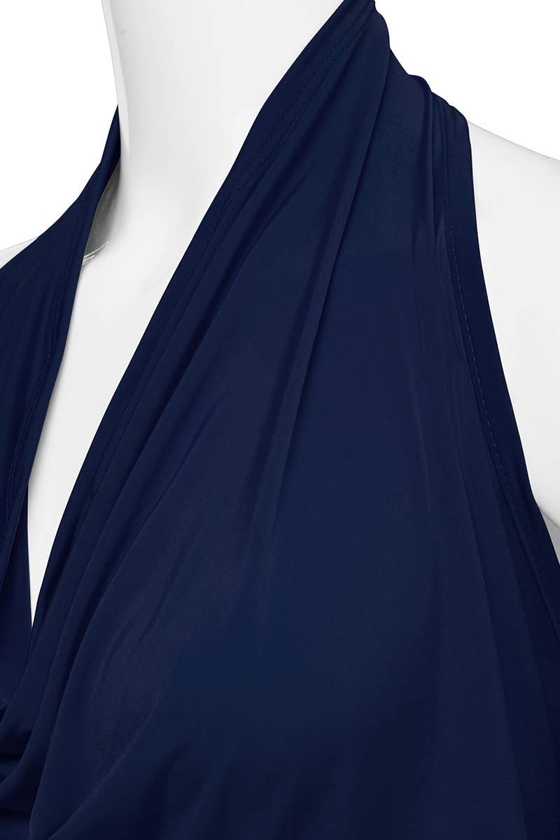 AWTHT028_Halter Neck Draped Front Open Back Top