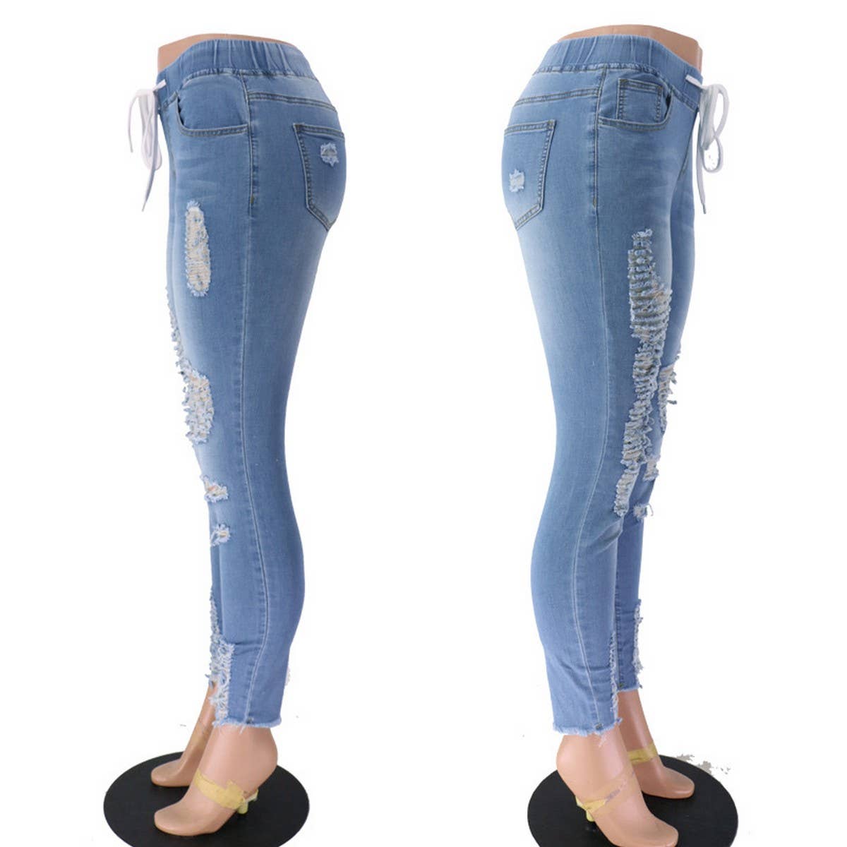 WOMENS ELASTIC HOLE SLIM FIT JEANS_CWJP0169