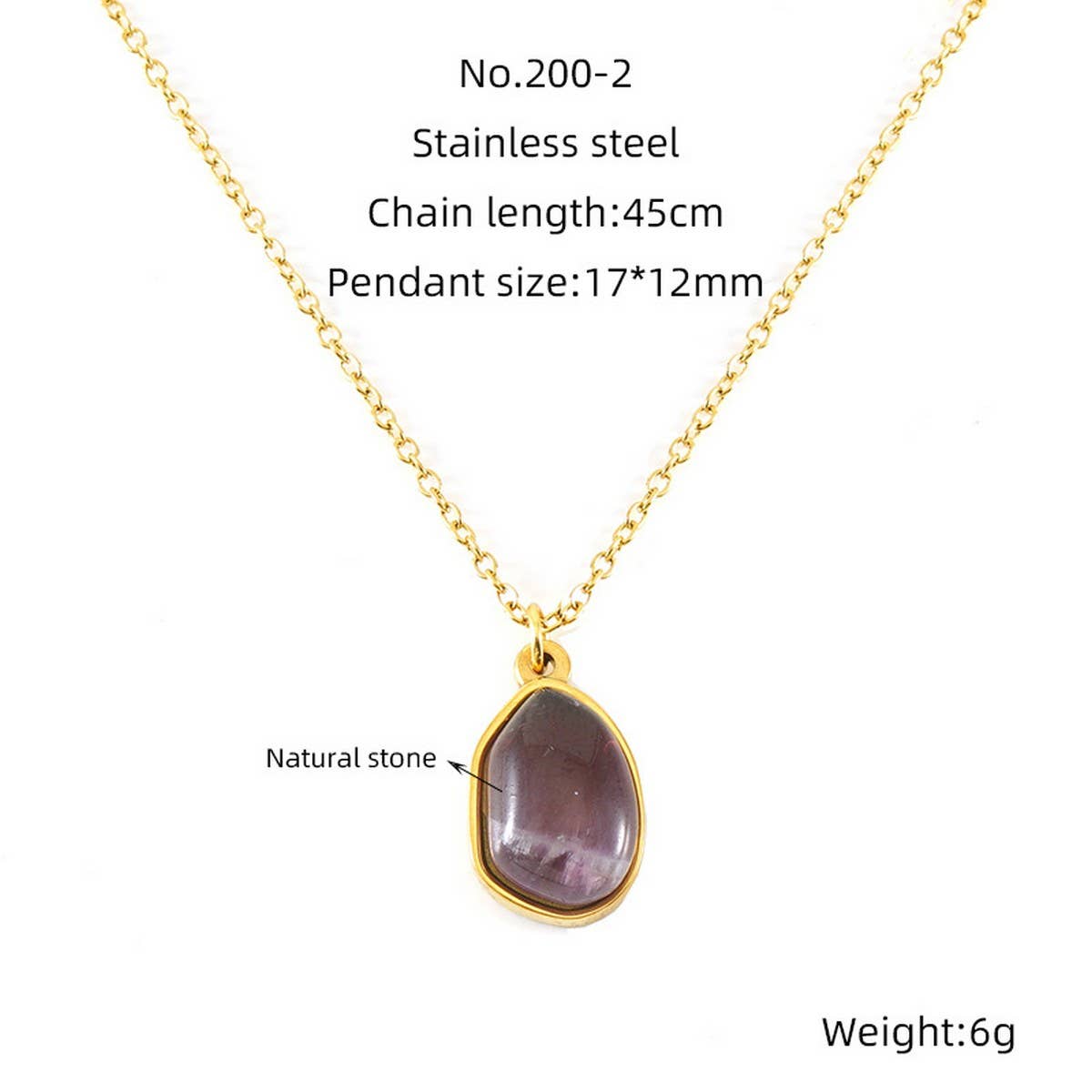 CWAJE1945_Simple Irregular Stainless Steel Necklace Gold