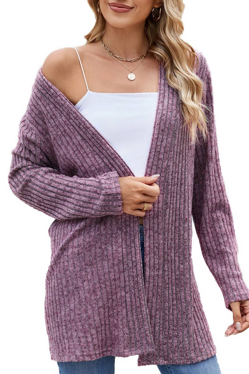 CWOCAL1917_LONG-SLEEVED FITTING BRUSHED KNITTED CARDIGAN
