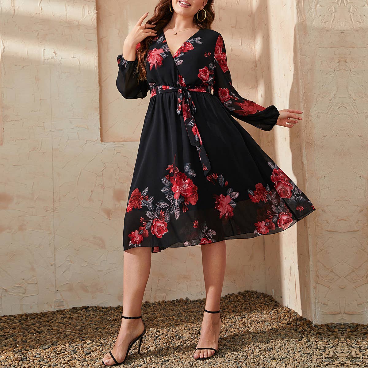 Stylish Plus Size Dress ??Floral Pattern Design_CWDMD5971
