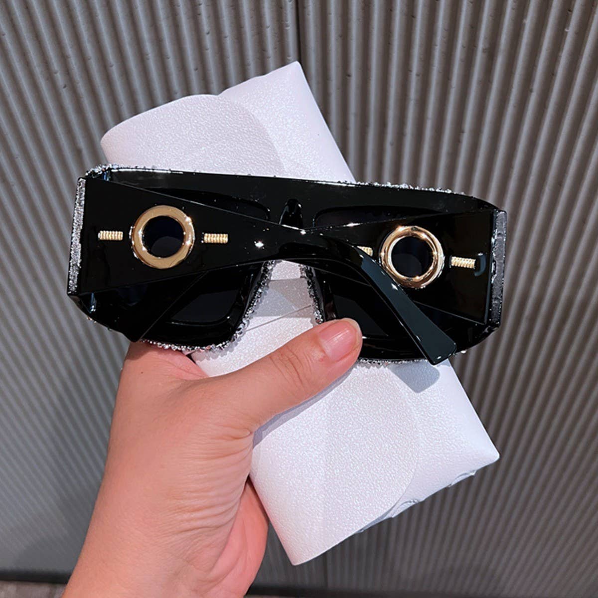 LUXURY RHINESTONE TRENDY LARGE FRAME SUNGLASSES