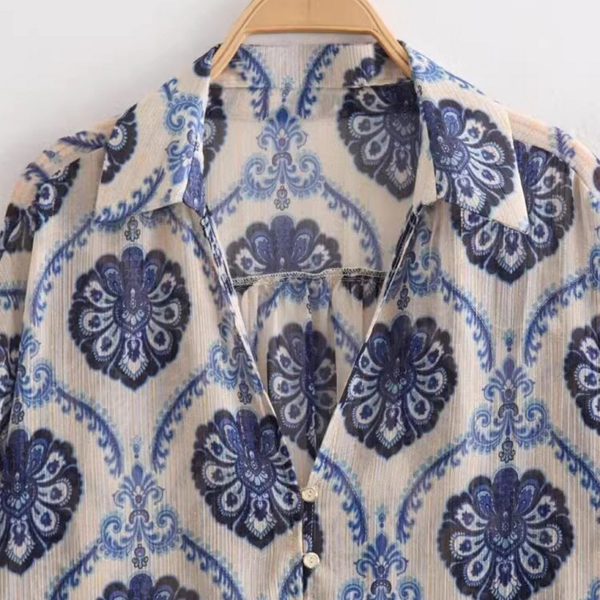 Metallic Print Blouse ? French Style Fall Top