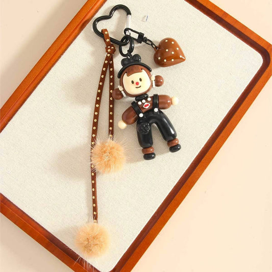 Cute Split Girl Doll Keychain with Heart Charm