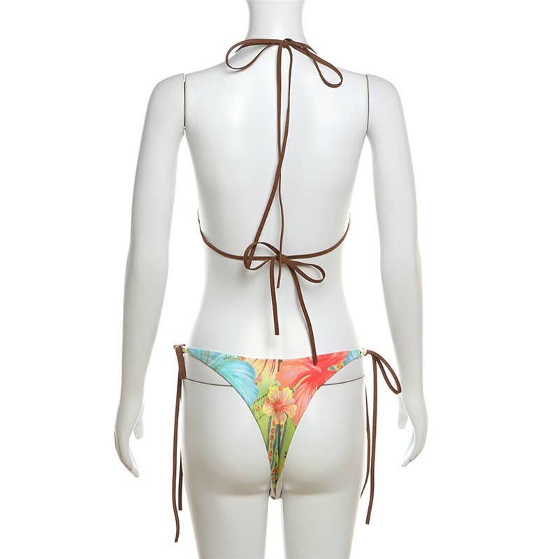 Printed Tie-Up Push-Up Bikini Set