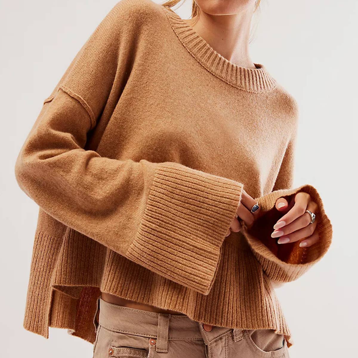 STYLISH LOOSE CREW-NECK LONG-SLEEVED SWEATER