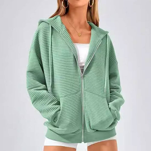 SOLID COLOR CASUAL SEASONAL ZIPPER CASUAL JACKET