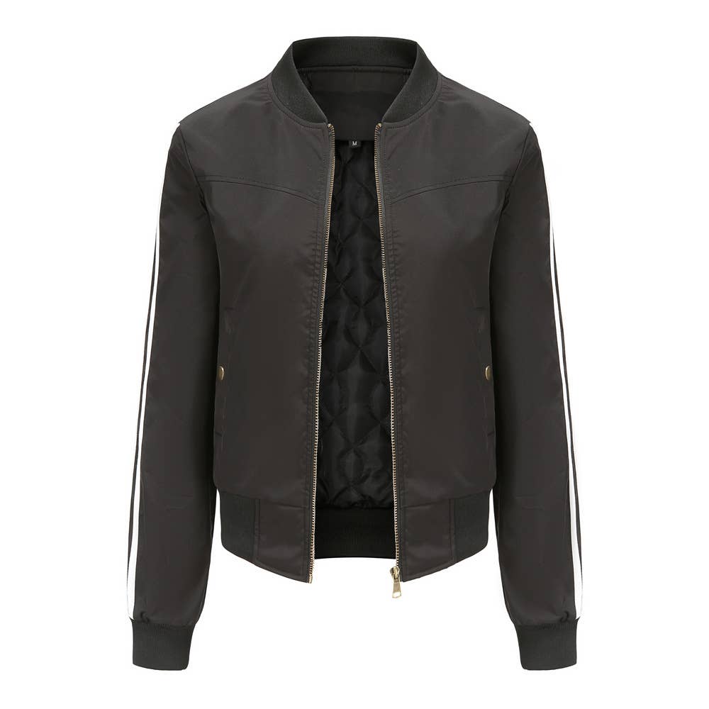 SOLID STRIPED JET JACKET WITH COTTON TRIM