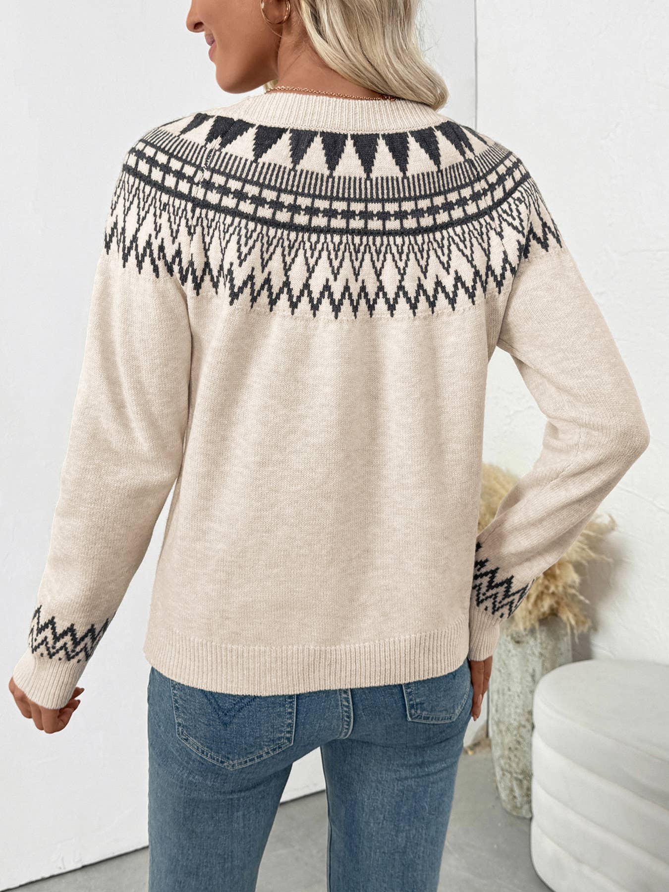 Ethnic round-neck Fair Island vintage sweater