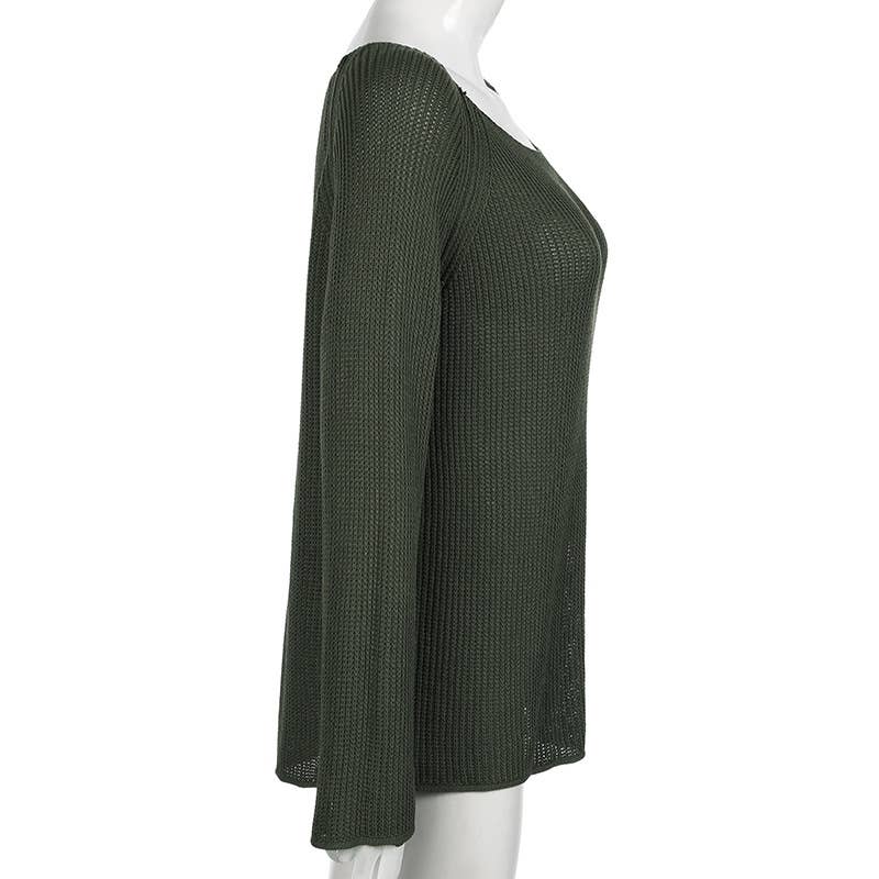 SOLID COLOR LAZY CASUAL CREWNECK PULLOVER SWEATER