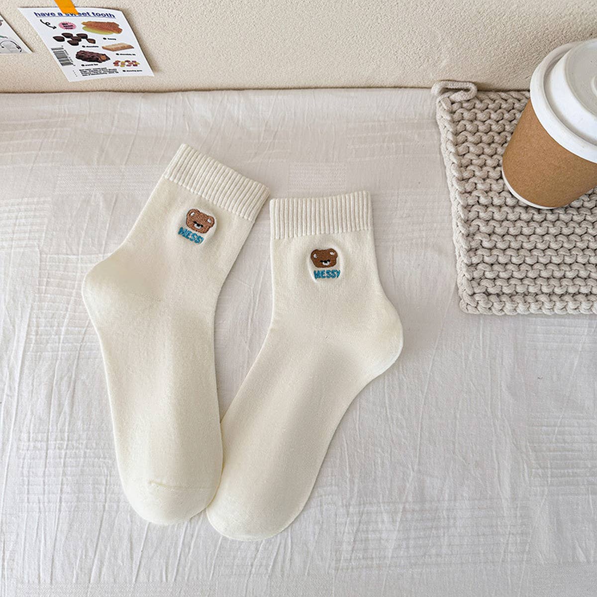 CARTOON MAILLARD LETTER STRIPED SOCKS_CWMS0959