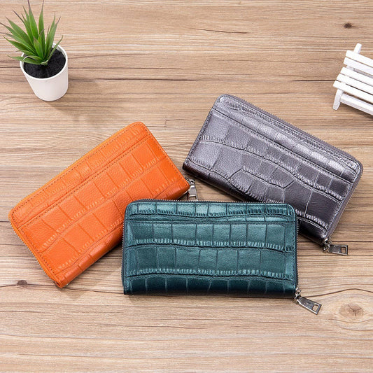 GENUINE LEATHER SIMPLE MULTIFUNCTIONAL LONG WALLET_CWAB3814