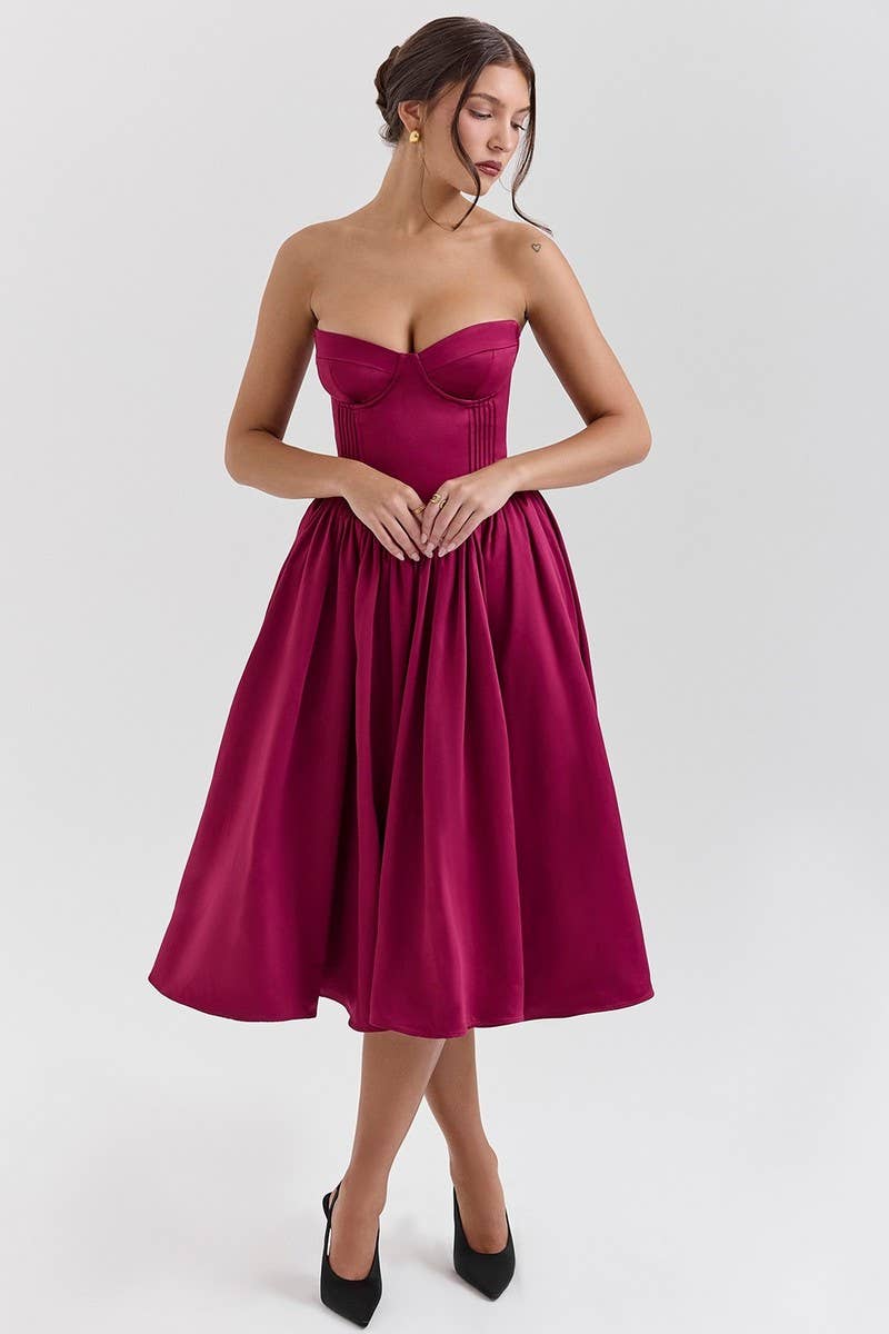 CWDTD0469_STRAPLESS SEXY BACKLESS MIDI DRESS