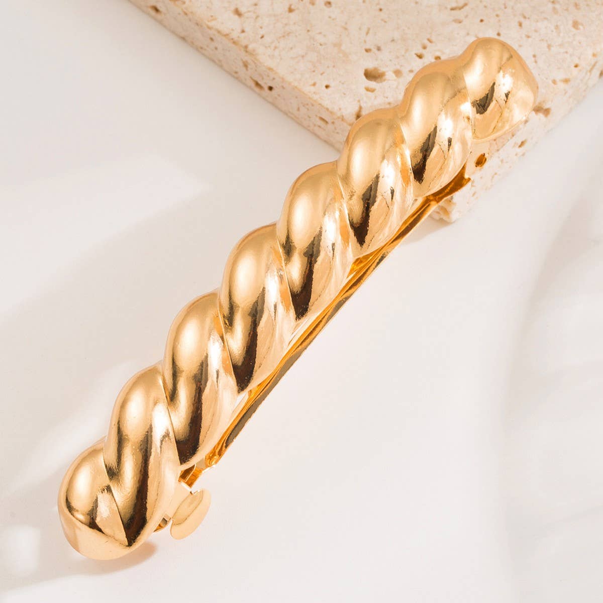 New Metal Geometric Twist Bead Spring Hair Clip