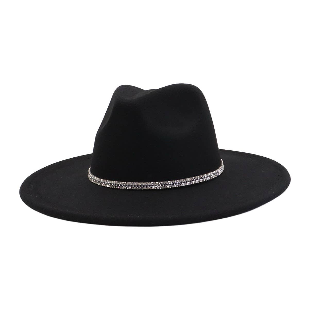 Unisex Wool Fedora Hat Ethnic Flat Brim Style_CWAH04402