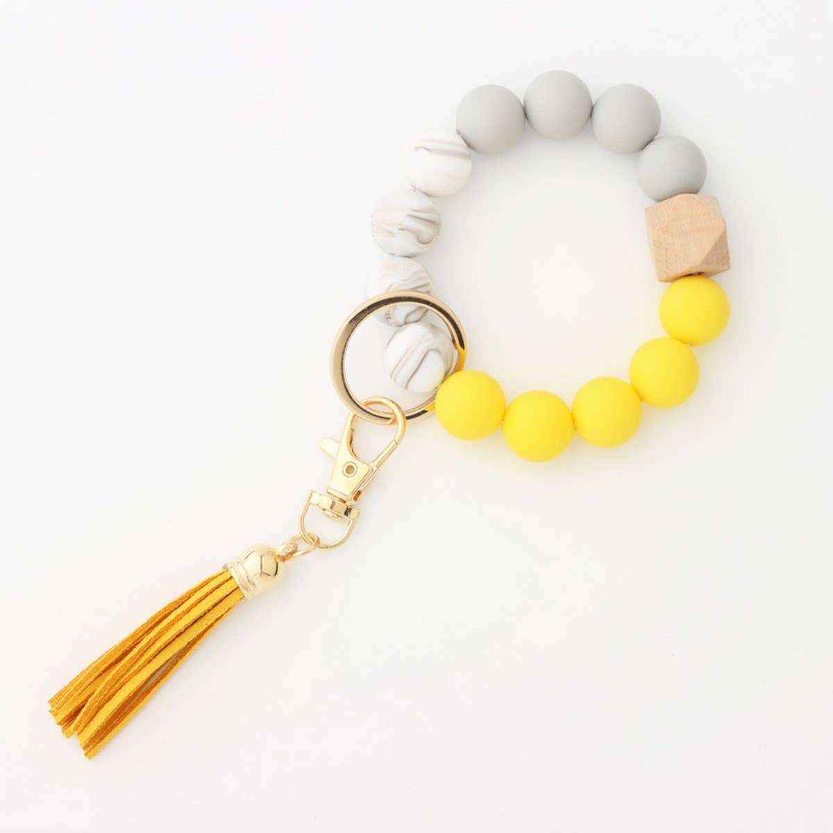 Tassel Bead Keychain Bracelet with Silicone Beads