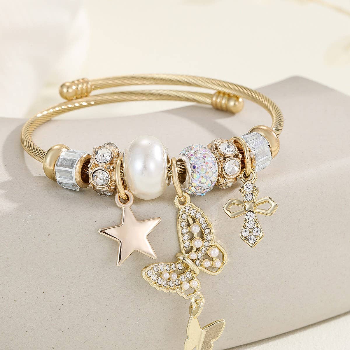 Alloy Stainless Steel Bracelet with Shell&Butterfly_CWMM8594