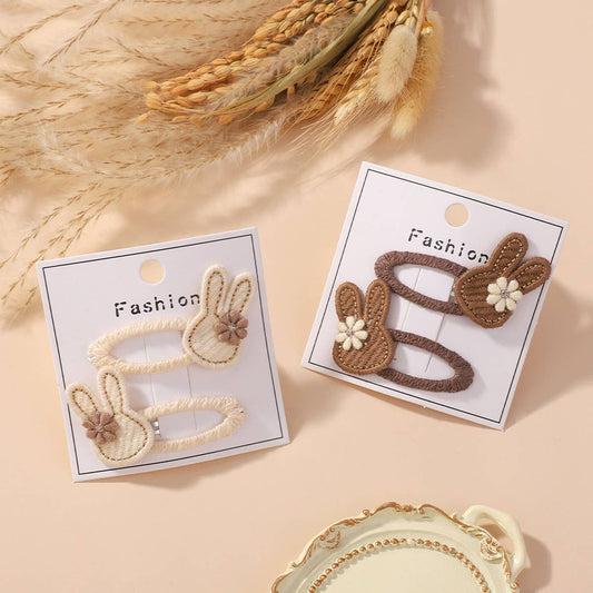 Fresh Bunny Flower Hair Clip Set for Girls