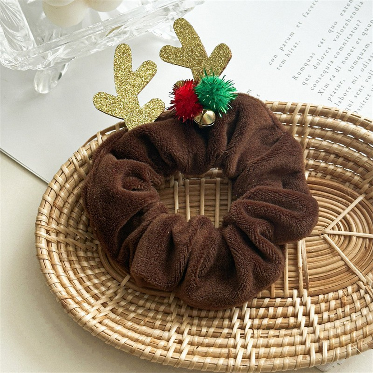 Bat Reindeer Scrunchie,Holiday Hair Tie for Women_CWAHA1461