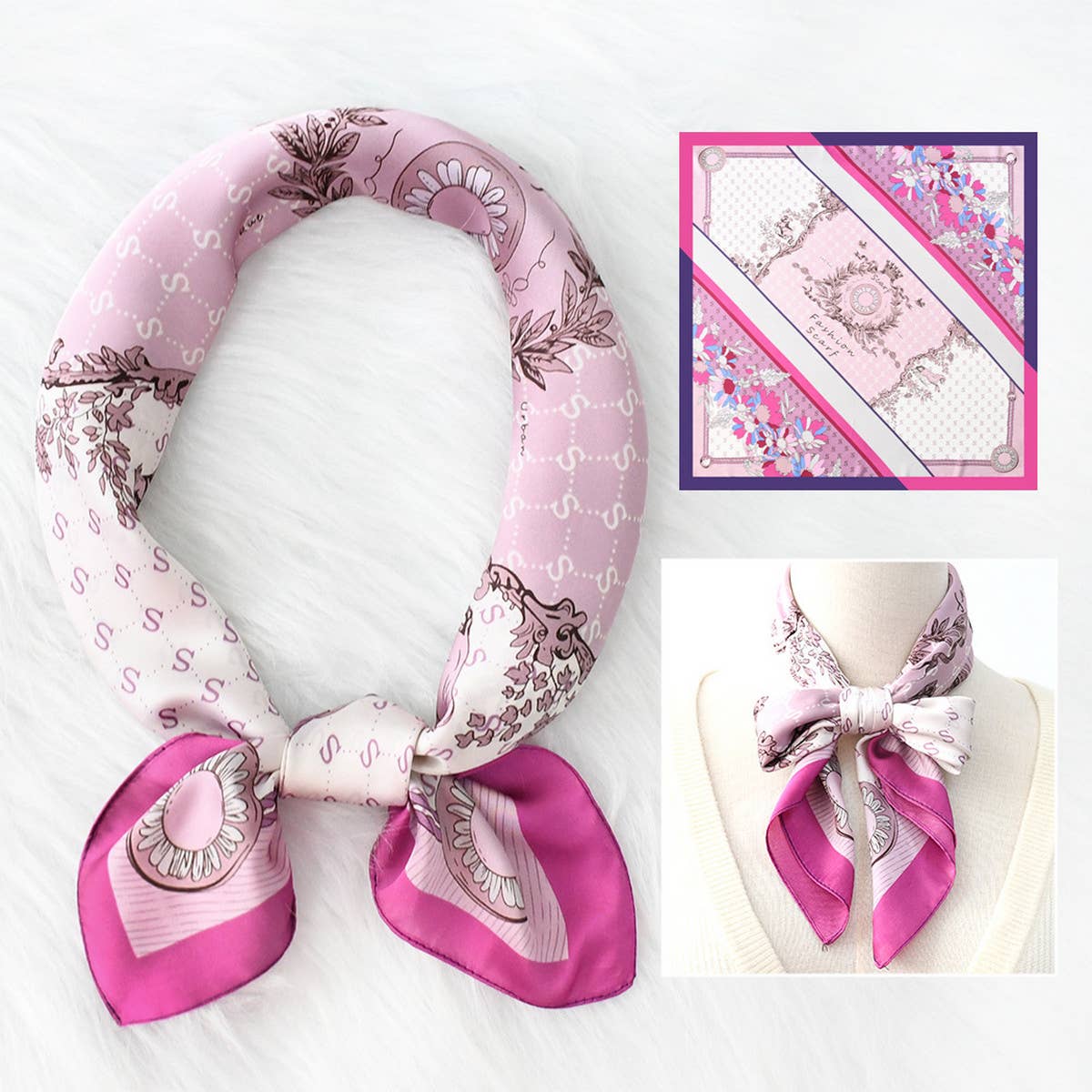 ARRIVAL ENGLISH LETTER FLOWER SQUARE SCARF_CWASC1169