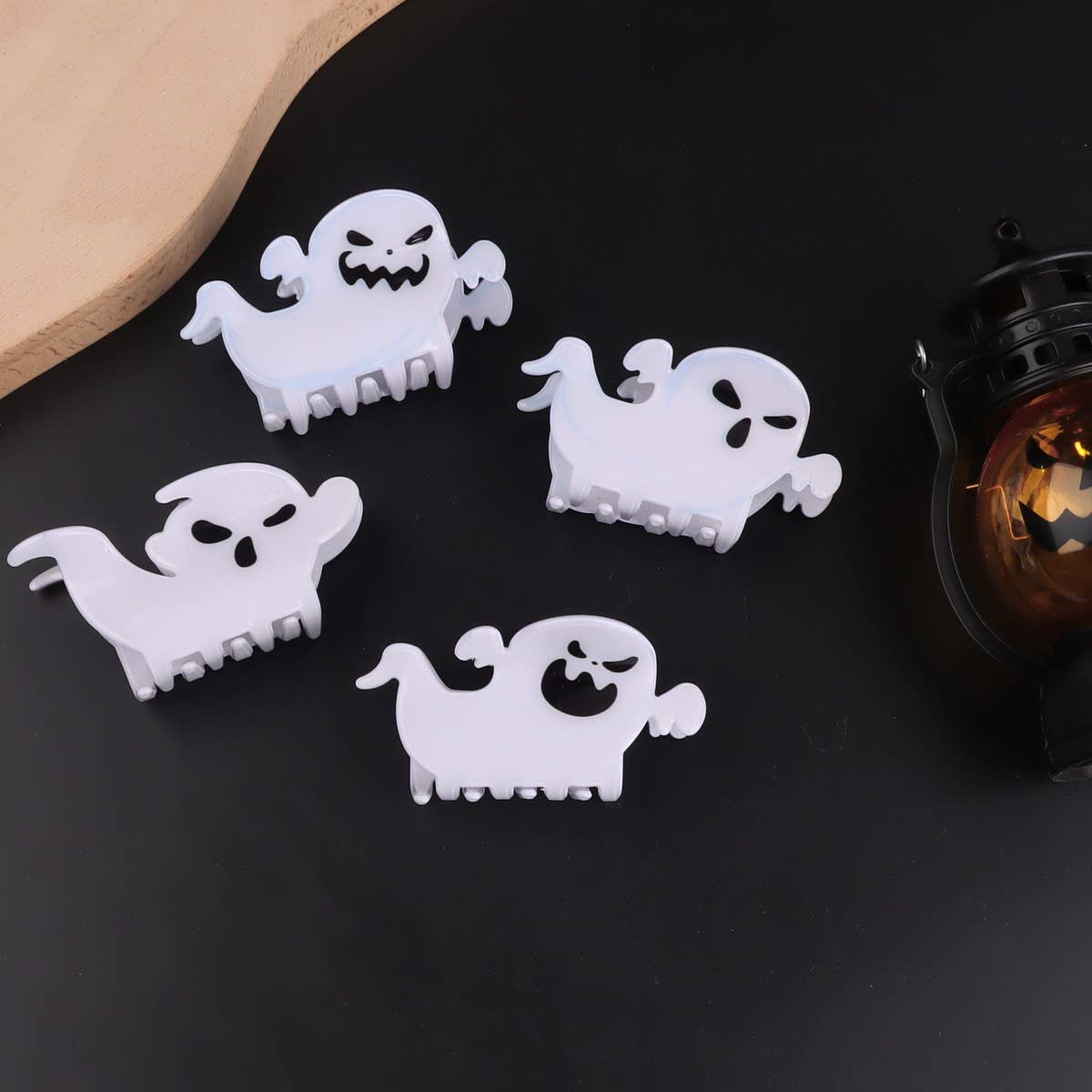 PUMPKINS, GHOSTS, HAUNTED HOUSE HALLOWEEN HAIR CLAW CLIPS