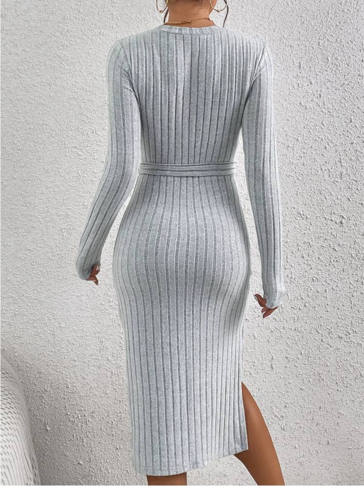 ROUND NECK SLIT UNDER THE WAIST PIT DRESS