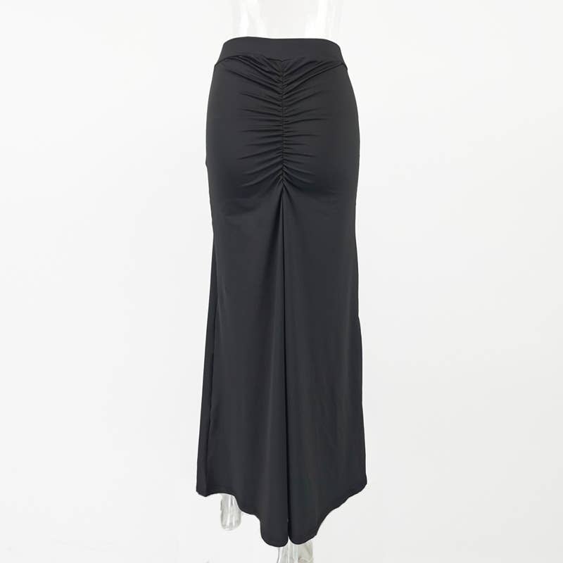 FASHION SEXY BAG HIP PLEATED LONG SKIRT