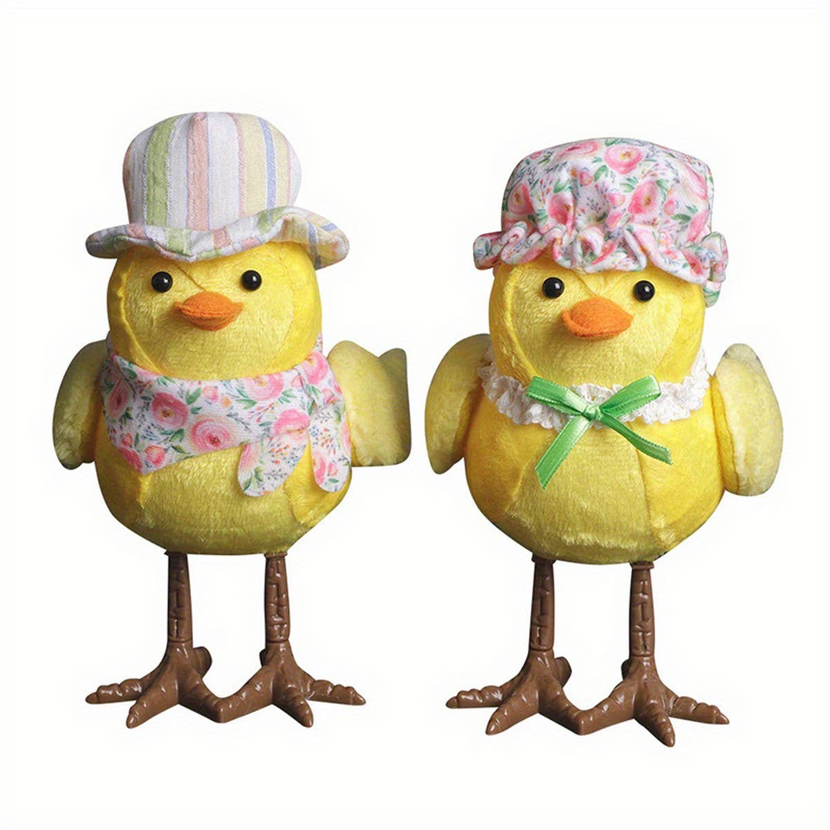 EASTER COUPLE LIGHTED YELLOW HOODED BIRD ORNAMENTS