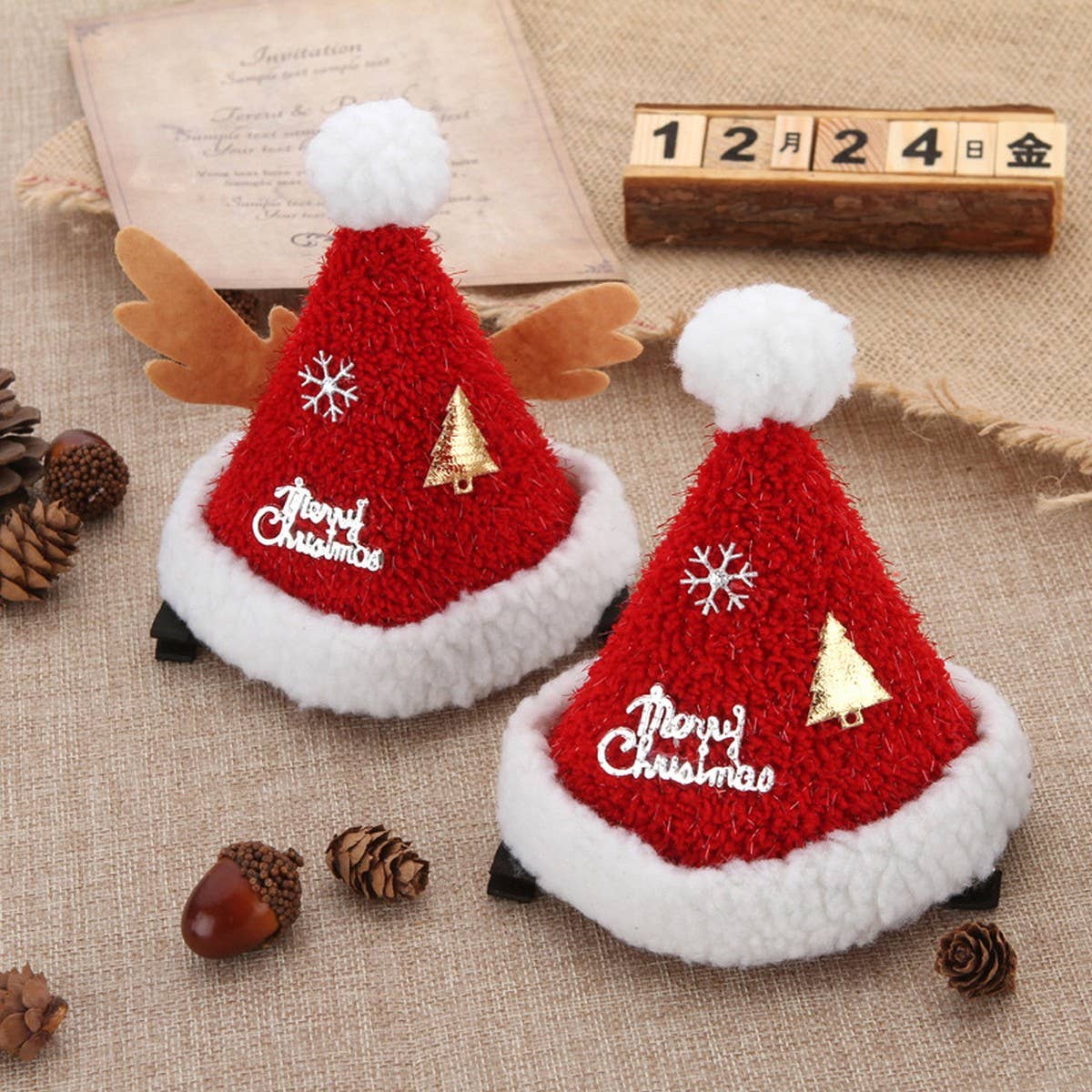 CUTE PLUSH SANTA HAT DRESS UP HEADDRESS HAIRPIN