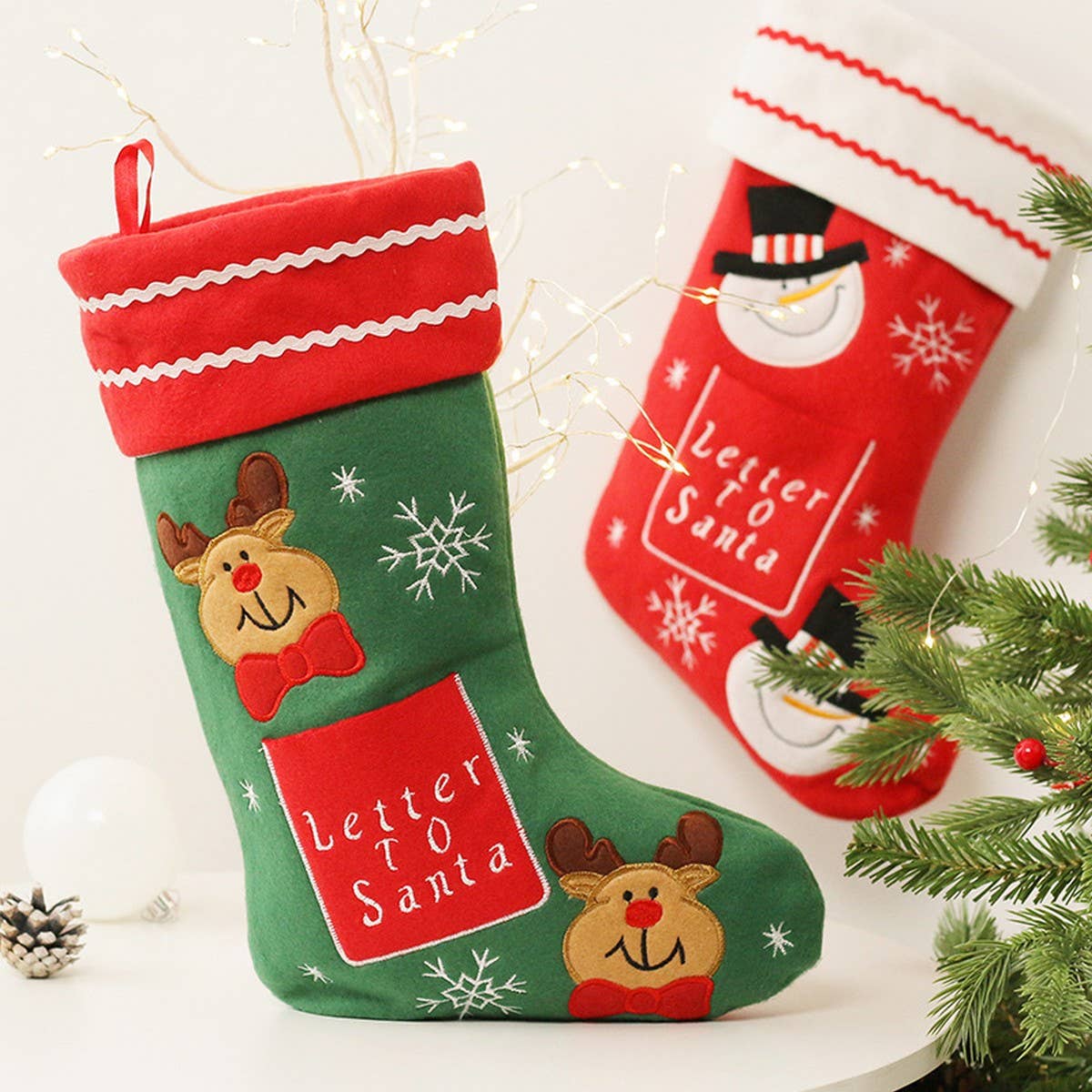 Santa Snowman Christmas Stocking Gift Bag_CWAJE05375