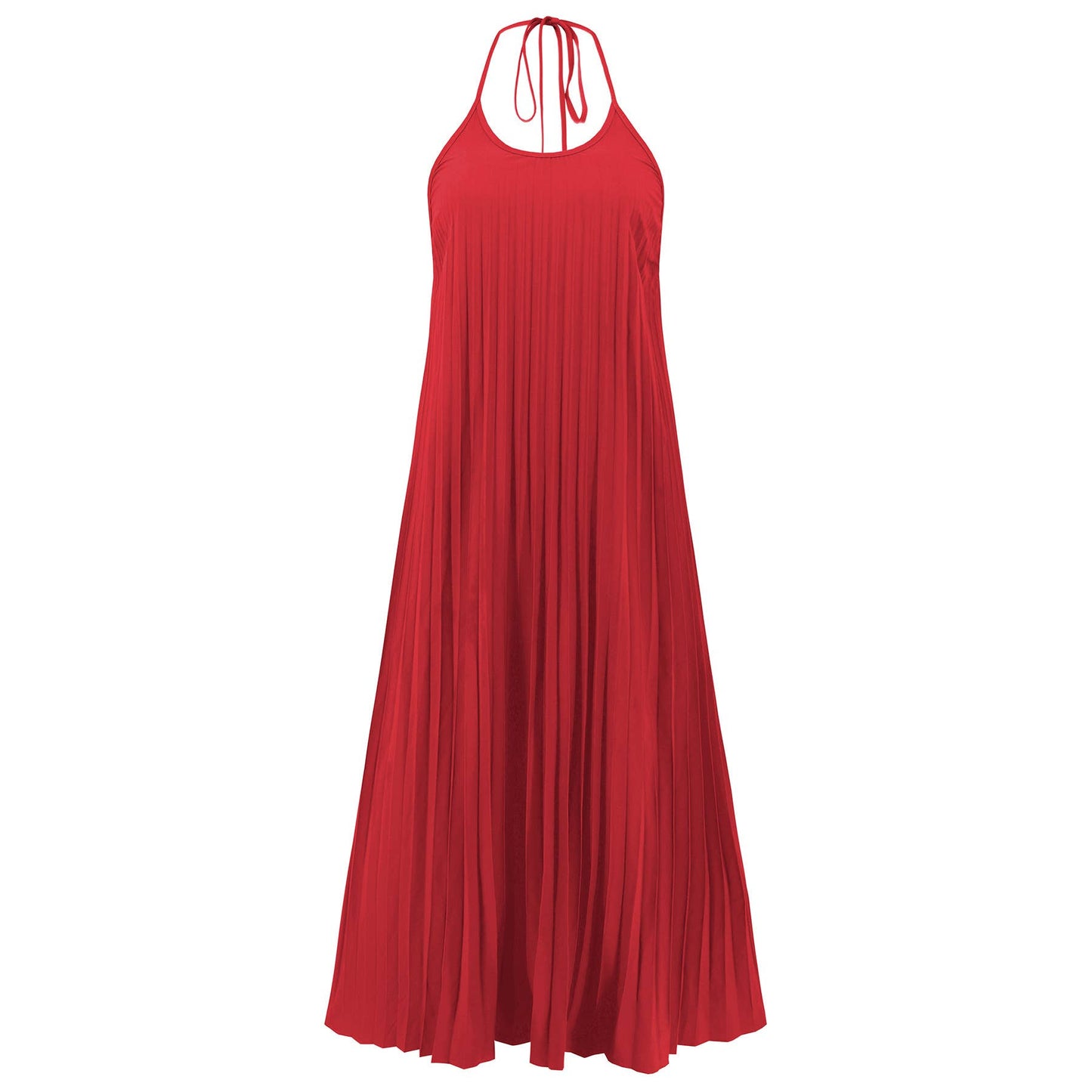 Pleated A-Line Maxi Dress for Beach Vacation