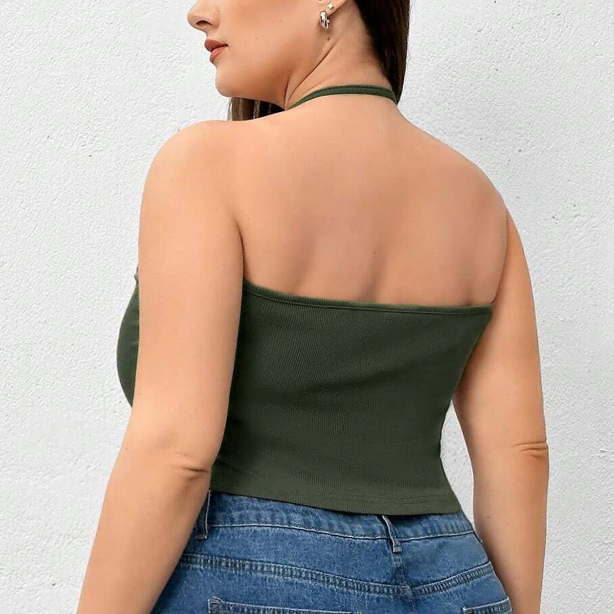 Solid colored knit halter tank top