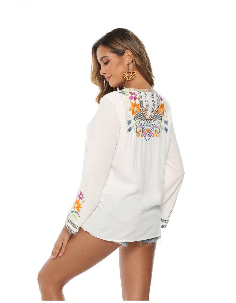 EMBROIDERED TOP LONG SLEEVE SHIRT