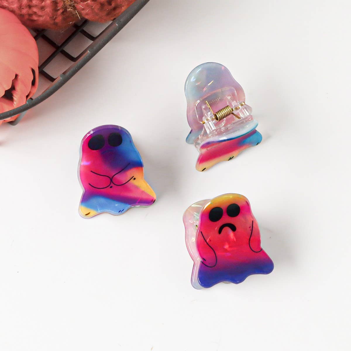 CWAHA1607_HALLOWEEN GHOST SMALL HAIR CLAW CLIP