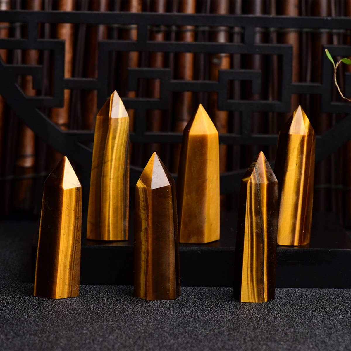 Tiger Eye Crystal Point Hex Tower