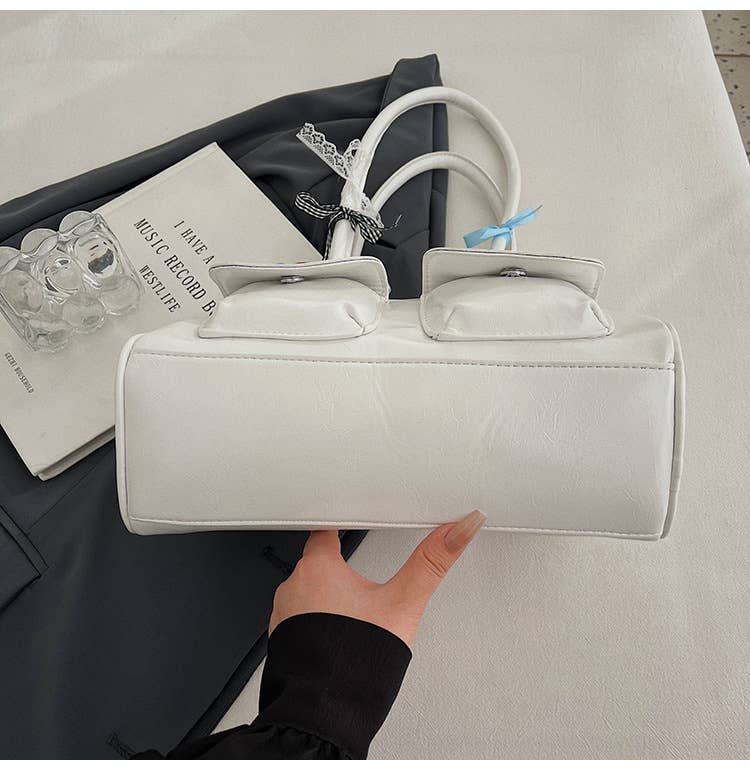 Fashionable bow-shaped glossy single-shoulder bag