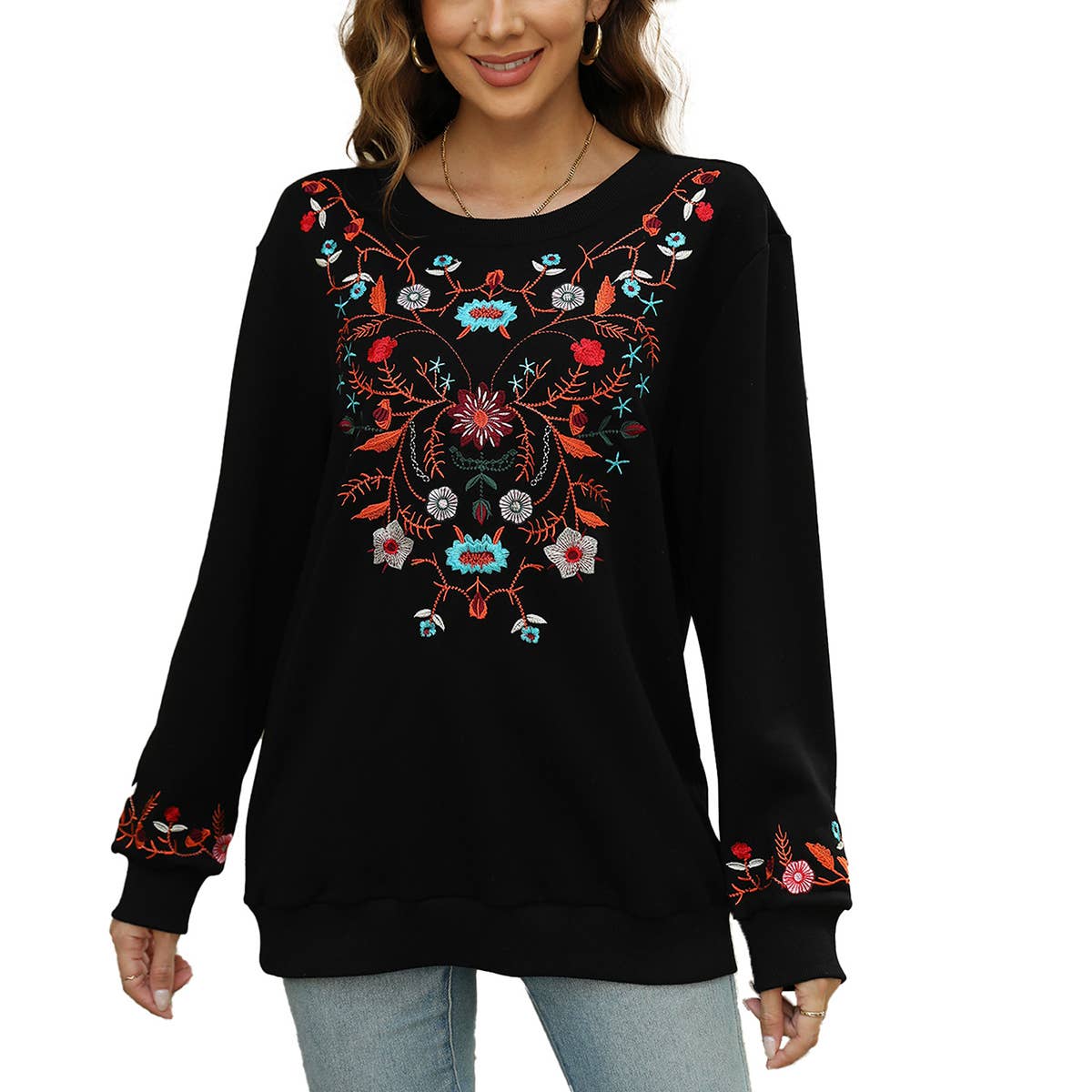 EMBROIDERED WOMEN'S CASUAL LONG-SLEEVED HOODIE