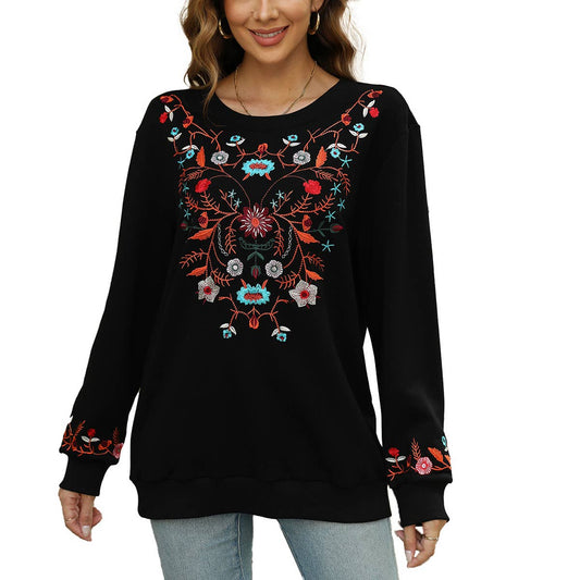 EMBROIDERED WOMEN'S CASUAL LONG-SLEEVED HOODIE