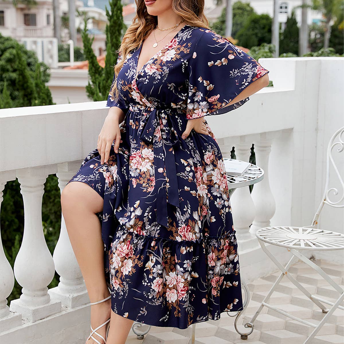 Boho Floral V-Neck Dress ??Plus Size Summer_CWDMD5964