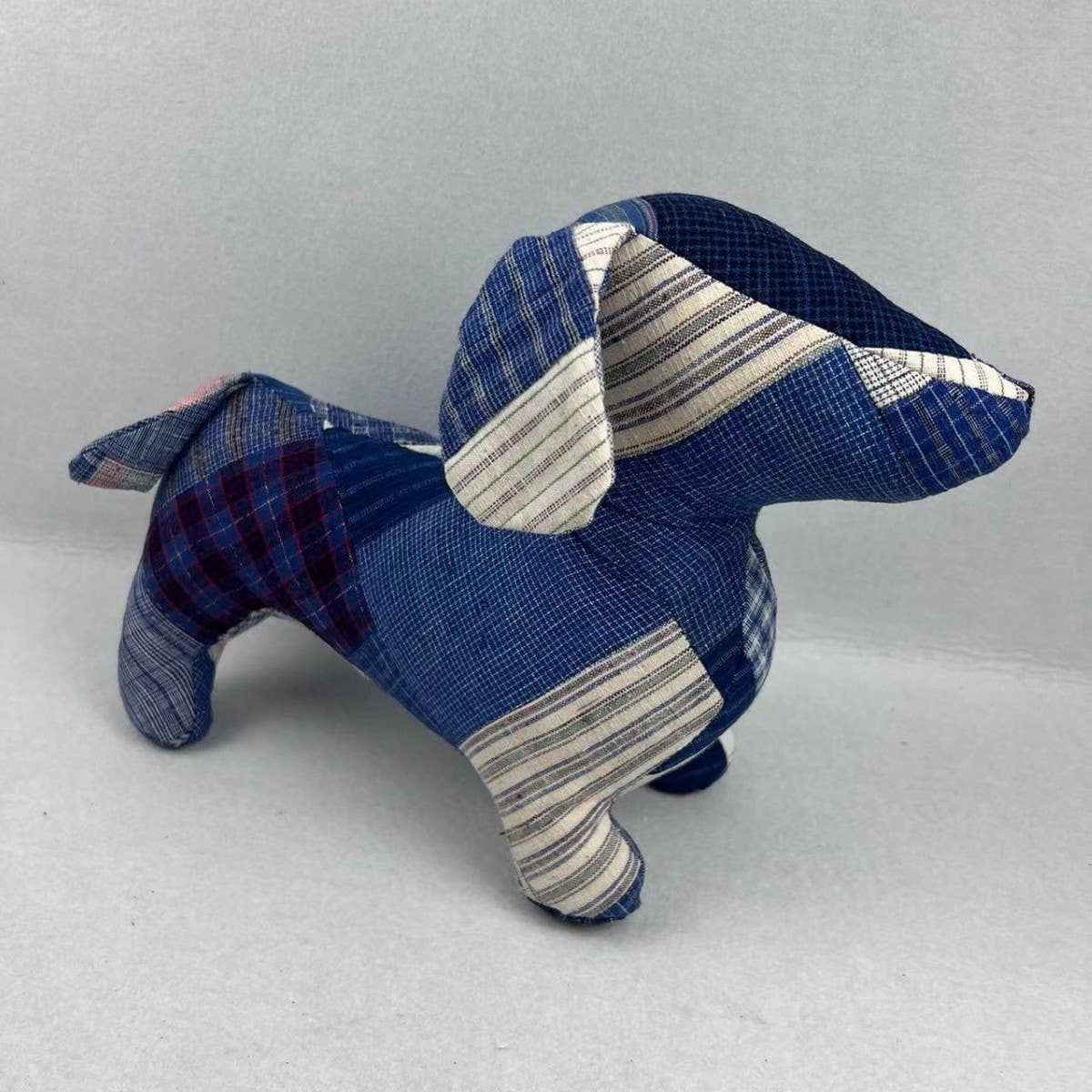 Handcrafted Indigo Patchwork Fabric Animal Doll