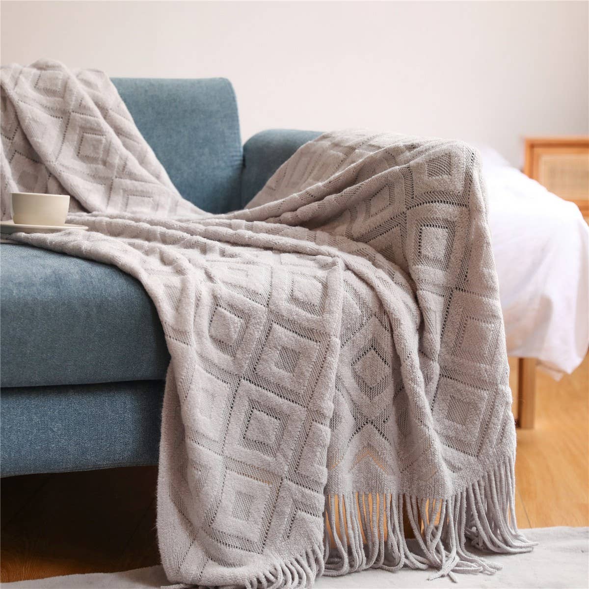 KNITTED JACQUARD SOFA BLANKET NAP BLANKET