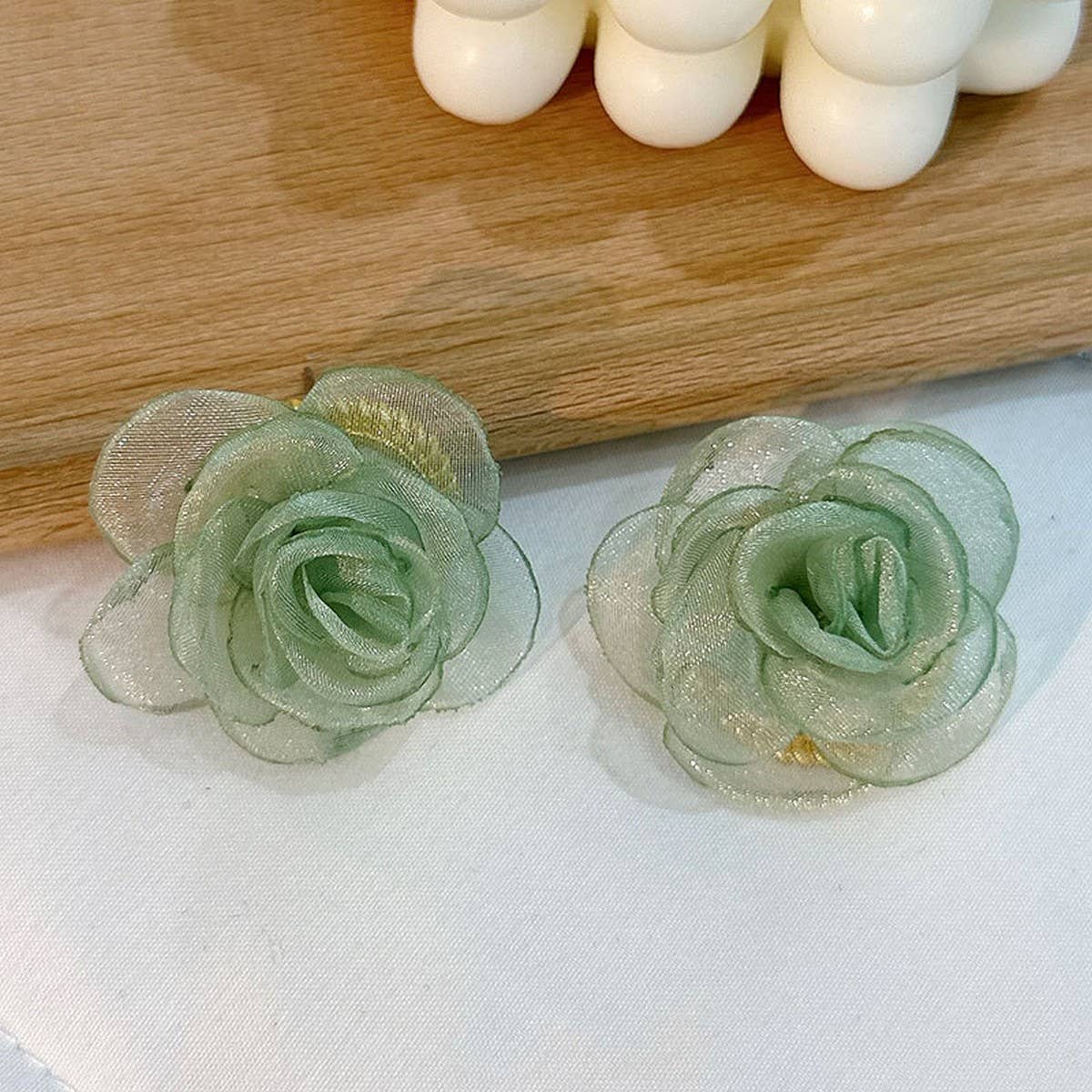 Handmade Lace Rose Stud Earrings ? Sweet & Minimal