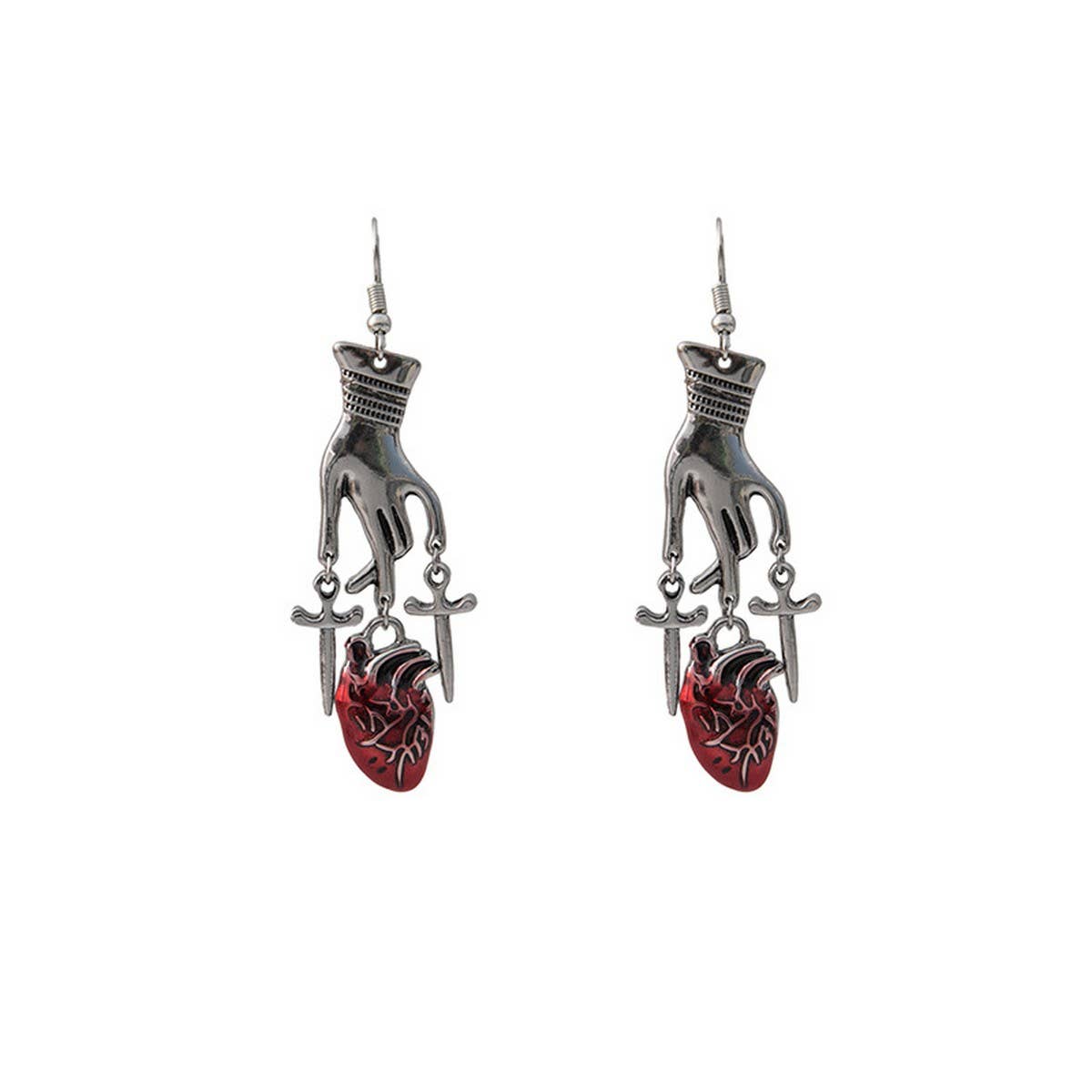 DARK STYLE PERSONALITY CLAW CROSS HEART EARRINGS
