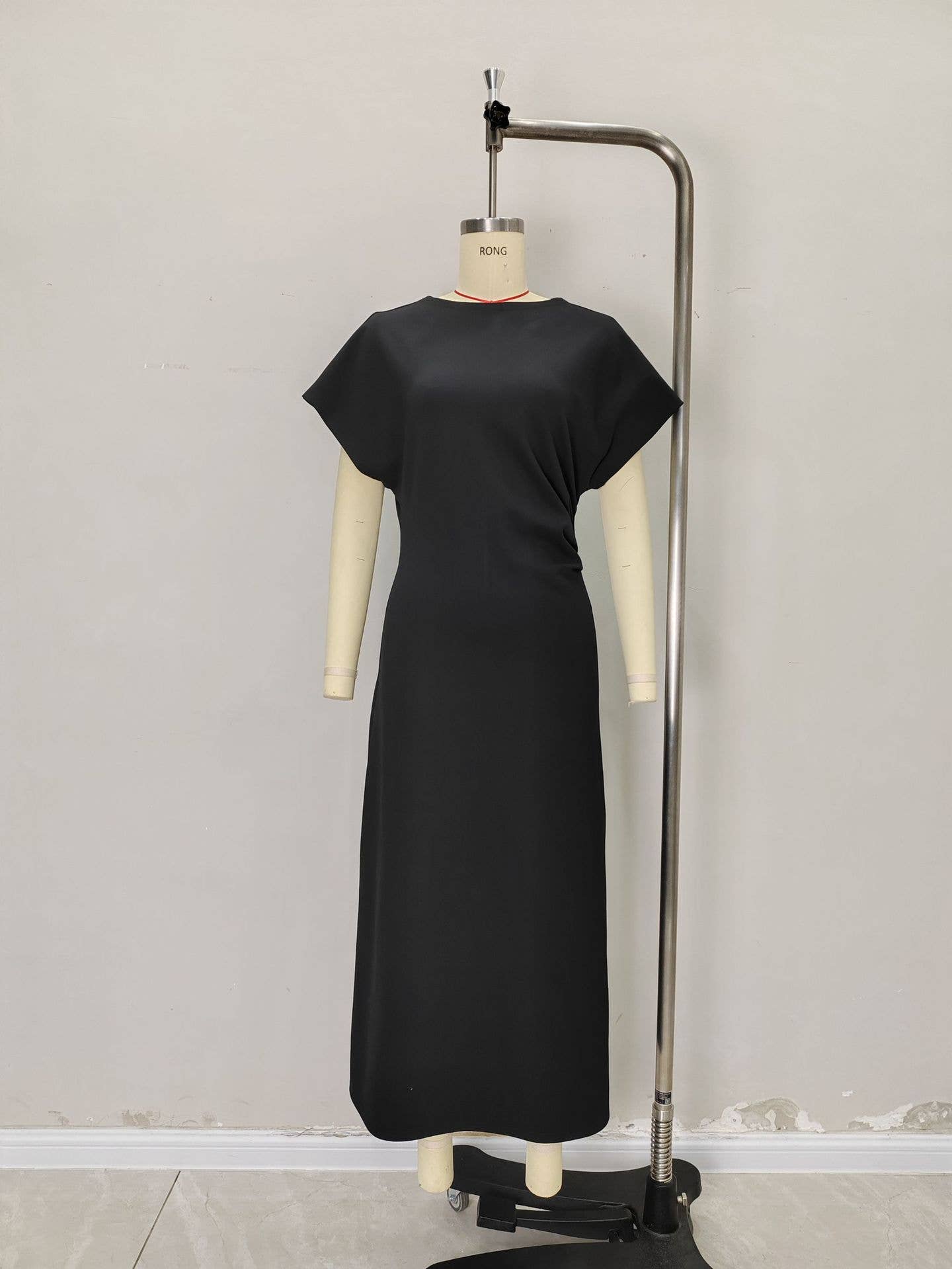 Pleated cinched waists retro style long dress