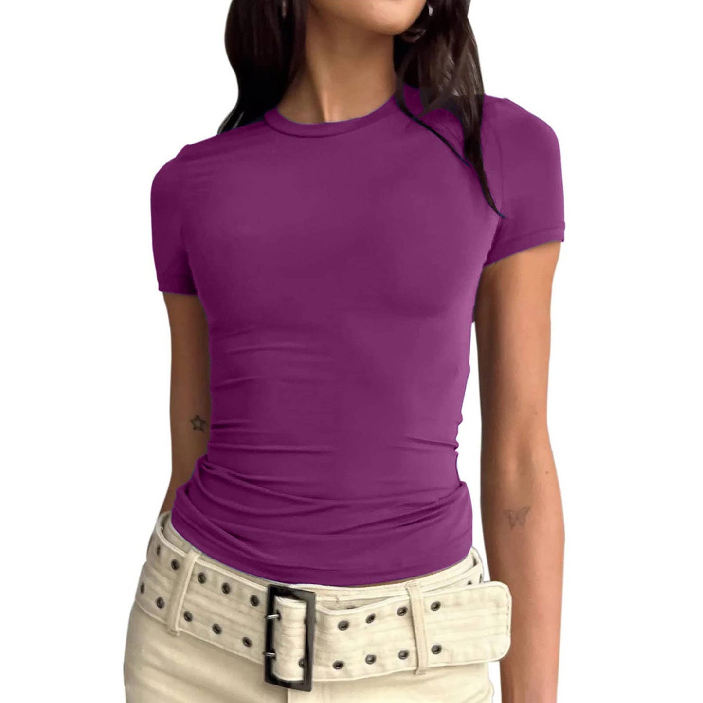 Solid-color slimming milk silk brushed undershirt