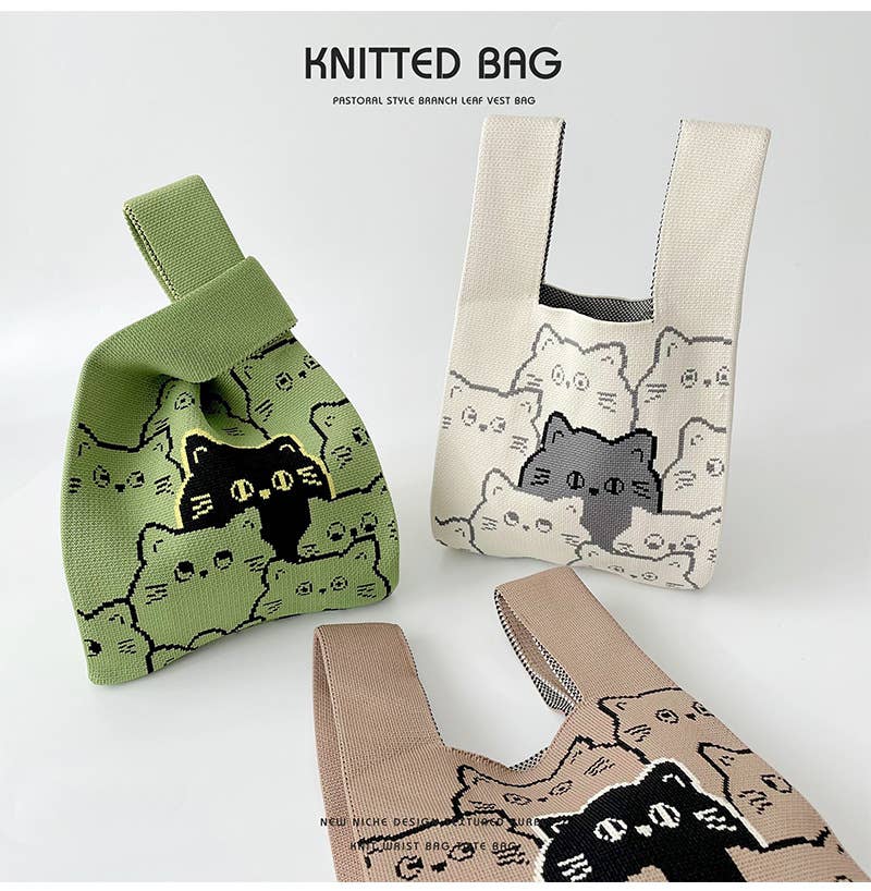 Versatile commuter knit single-shoulder handbag