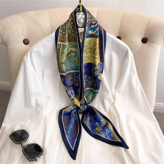 RETRO PRINTED DOUBLE-LAYER NARROW SILK HEAD SCARF_CWASC1536
