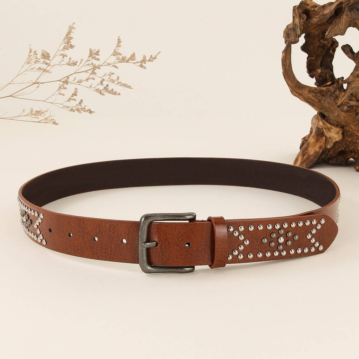 Retro Punk Studded Belt Western Cowboy Style_CWABE1225