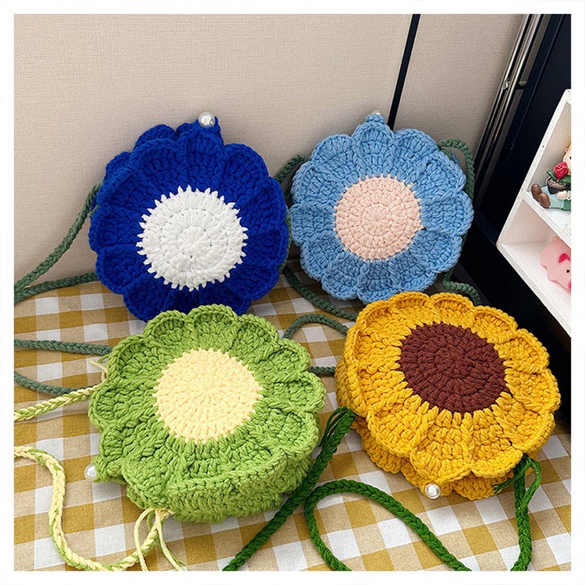 SMALL FRESH CONTRAST COLOR CROCHET SHOULDER BAG_CWAB2411
