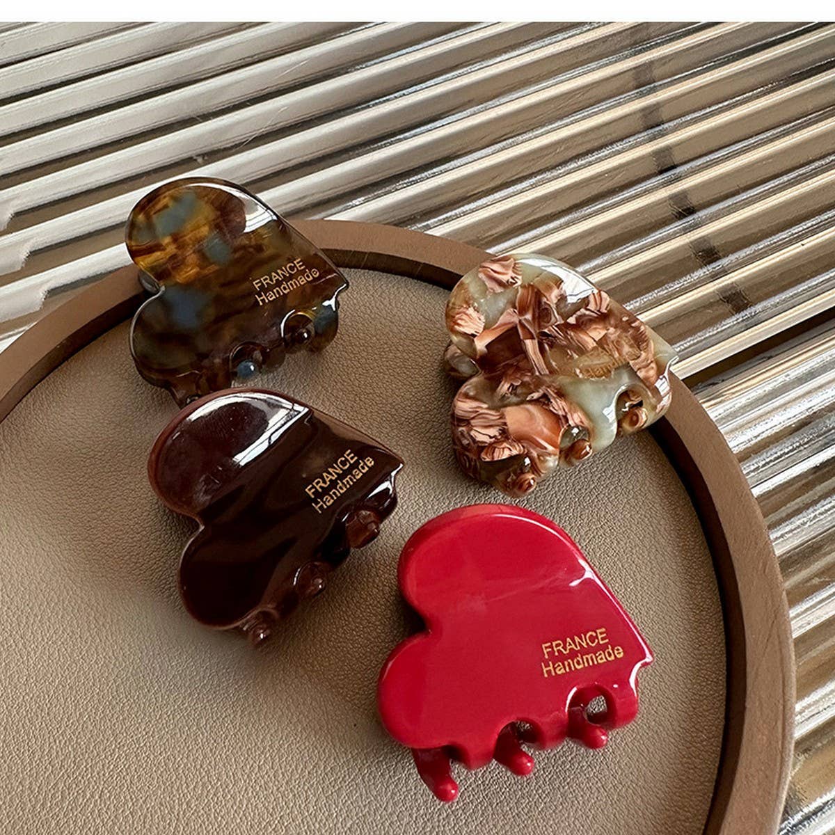 Mini Heart Acetate Hair Claw - French Chic Clip